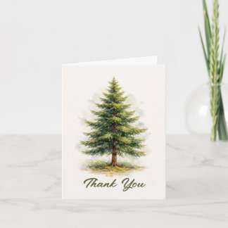 Carte De Remerciements Pin peints à l'aquarelle