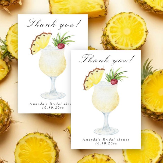 Carte De Remerciements Pina Colada Cocktail Bridal Shower (Créateur téléchargé)