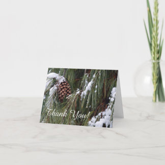Carte De Remerciements Pine Cône À feuillage persistant Neige hiver Vacan
