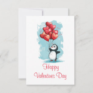 Carte De Remerciements pingouin mignon pour la Saint-Valentin