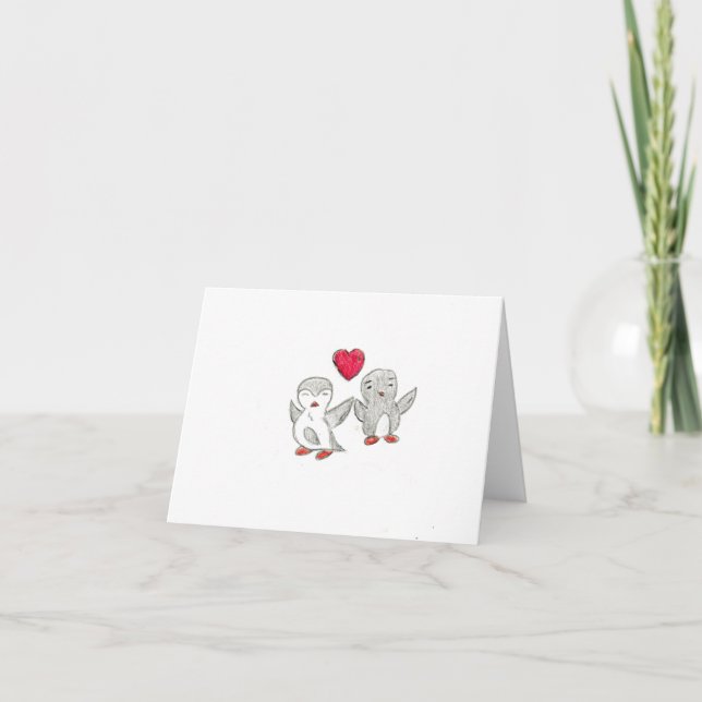 Carte De Remerciements Pingouins mignons (Devant)