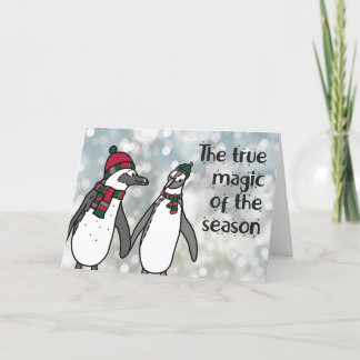 Carte De Remerciements Pingouins Noël magique de la saison mignonne