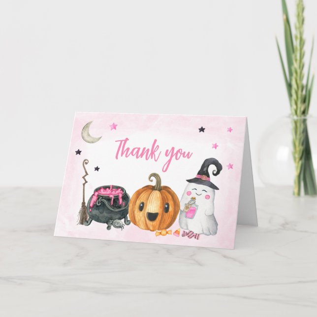 Carte De Remerciements Pink A Little Boo Baby shower (Devant)
