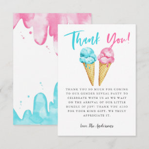 Carte De Remerciements Pink and Blue Ice Cream Svela Party