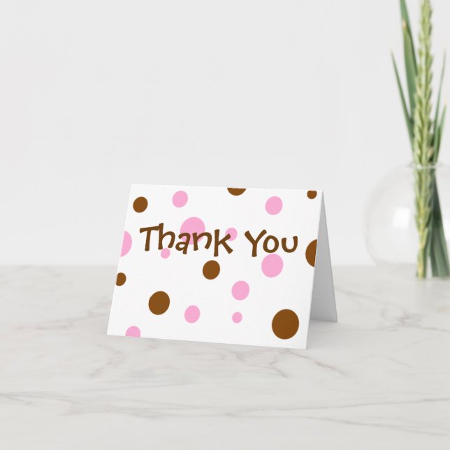 Carte De Remerciements Pink and Brown Polka Dot Thank You Cards (Devant)