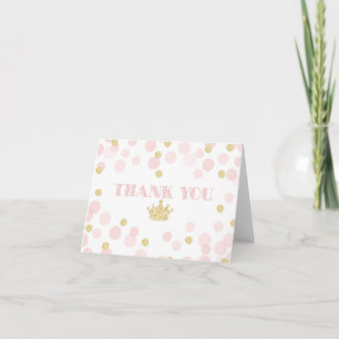 Carte De Remerciements Pink and Gold Princess Confetti Thank You Card