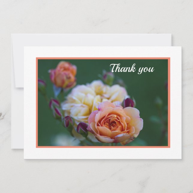 Carte De Remerciements Pink And White Roses Flat Thank You Card (Devant)