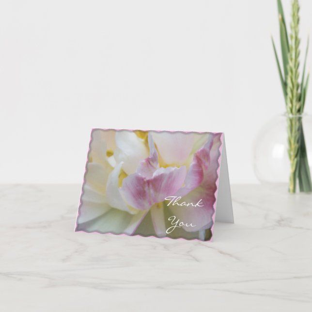 Carte De Remerciements Pink and White Tulip Flower Blossom Thank You (Devant)