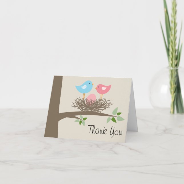 Carte De Remerciements Pink Baby Bird's Egg & Nest Thank You (Devant)