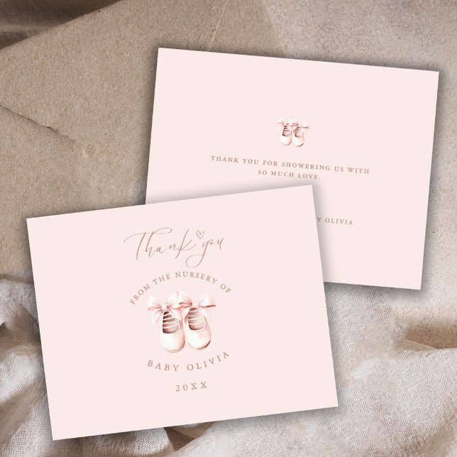 Carte De Remerciements Pink Baby Girl Shoes Nursery of Kids Thank You  (Créateur téléchargé)