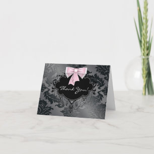 Carte De Remerciements Pink Black Damask Thank You Cards