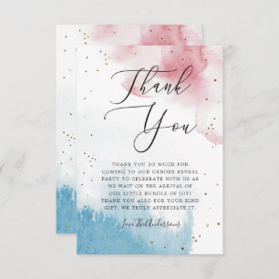 Carte De Remerciements Pink Blue Aquarelle Laver Genre RevezParty