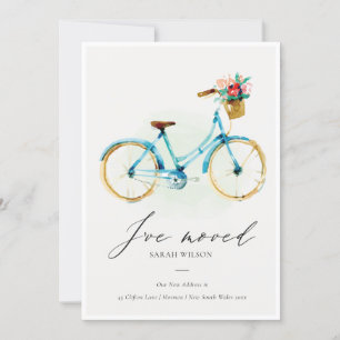 Carte De Remerciements Pink Blue Jaune Floral Cycle J'ai Moved Card