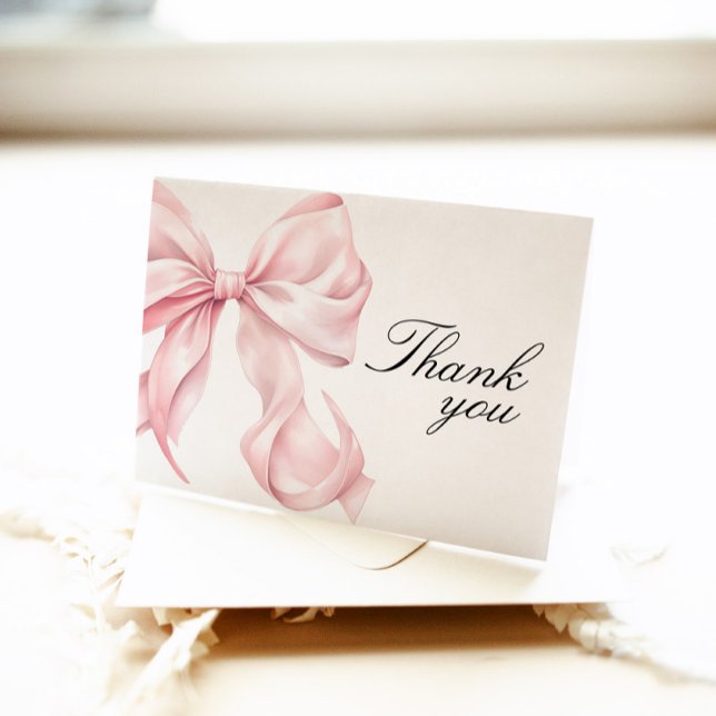 Carte De Remerciements Pink Bow Bridal Shower Thank You Card (Créateur téléchargé)