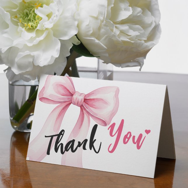 Carte De Remerciements Pink Bow Ribbon (Pink Bow Ribbon Thank You Card
)