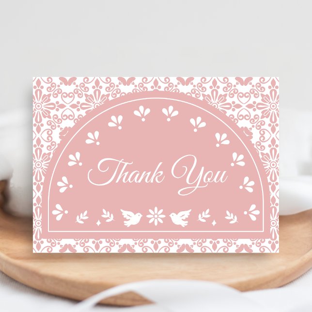 Carte De Remerciements Pink Cielito Lindo Papel Picado Baby Shower (Cielito Lindo Papel Picado Fiesta Baby Shower Thank You Card)