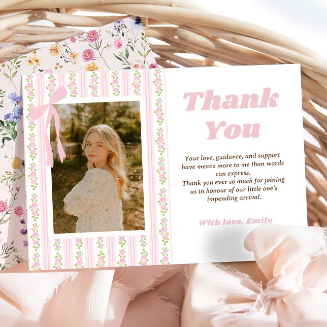 Carte De Remerciements Pink Coquette Floral Graduation Thank You Card (Créateur téléchargé)