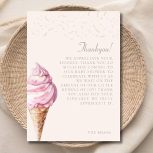 Carte De Remerciements Pink Cute Minimal Aquarelle Baby shower de glace c