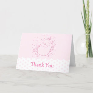 Carte De Remerciements Pink Cute Modern Polka Dot Unicorn Baby shower