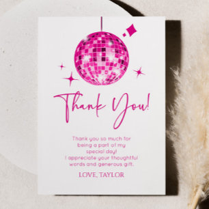 Carte De Remerciements Pink Disco Ball Let's Disco Anniversaire