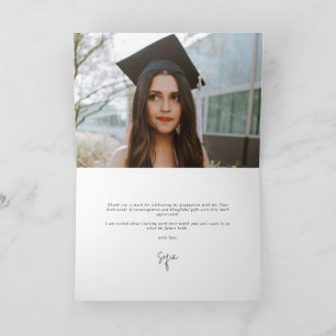 Carte De Remerciements Pink doux Elegant Script Graduation Photo+Message