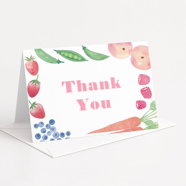 Carte De Remerciements Pink Farmers Market Baby Girl Douche (Colorful Farmers Market thank you card design with pink text for baby girl shower thank you card)