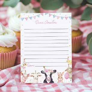 Carte De Remerciements Pink Farmyard Time Capsule Note Message Card