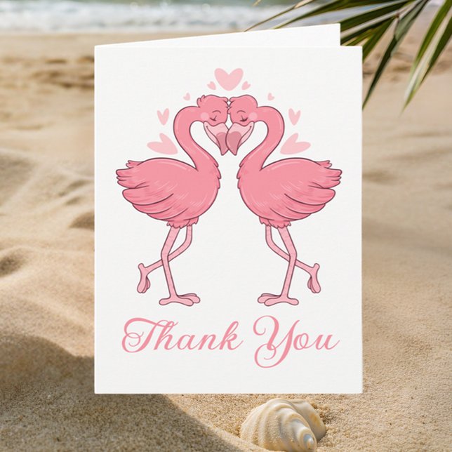 Carte De Remerciements Pink Flamingos Tropical Beach Wedding Thank You (Créateur téléchargé)