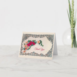 Carte De Remerciements Pink Floral Art Nouveau Thank