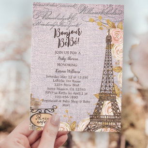 Carte De Remerciements Pink Floral Paris Baby Shower