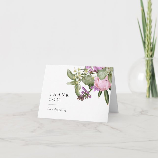 Carte De Remerciements Pink Flower Garden Bridal Shower (Devant)