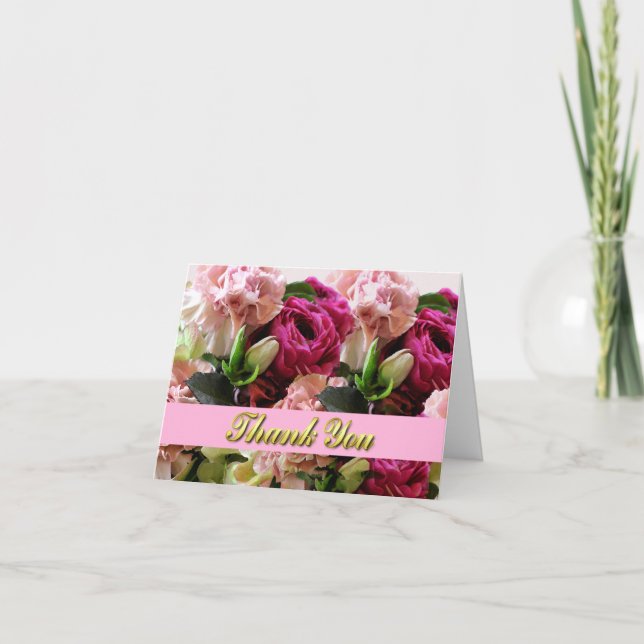 Carte De Remerciements Pink Flowers Wedding Thank You Note Card (Devant)