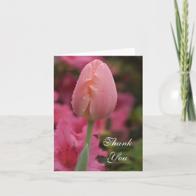 Carte De Remerciements Pink Garden Tulip Thank You (Devant)