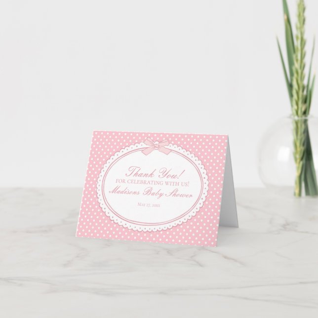 Carte De Remerciements Pink Gingham Coquette Bow Thank You Card  (Devant)