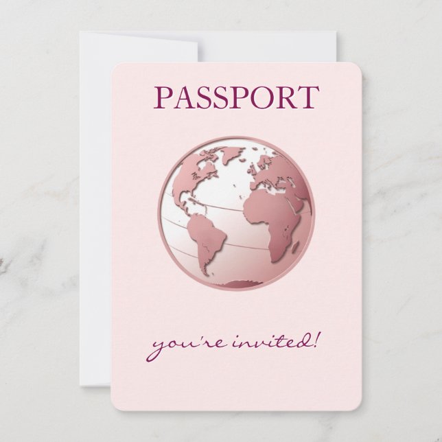 Carte De Remerciements Pink Globe Passport Travel Baby Shower (Devant)