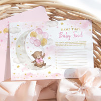 Pink Gold Teddy Bear Lune Nom Baby Food Game Card