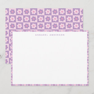 Carte De Remerciements Pink Lavender Purple Flower Check personnalisé