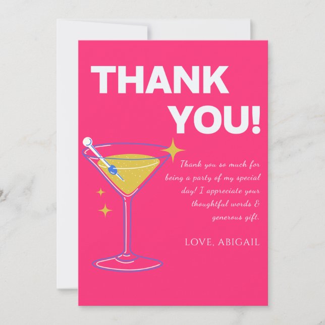 Carte De Remerciements Pink Minimalist 30th Birthday Thank You Cards    (Devant)