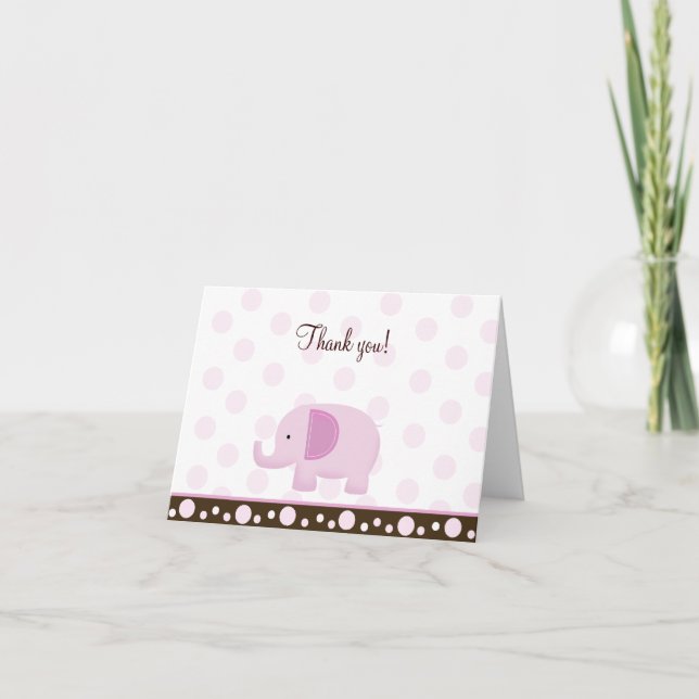 Carte De Remerciements Pink Mod Elephant Folded Thank you notes (Devant)