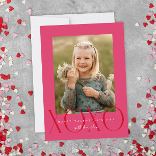 Carte De Remerciements Pink Modern XOXO Photo Classroom Valentine Card