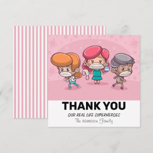 Carte De Remerciements Pink Nos superhéros de la vie réelle   Appréciatio