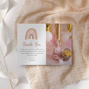 Carte De Remerciements Pink Pastel Boho Arc-en-ciel Premier anniversaire