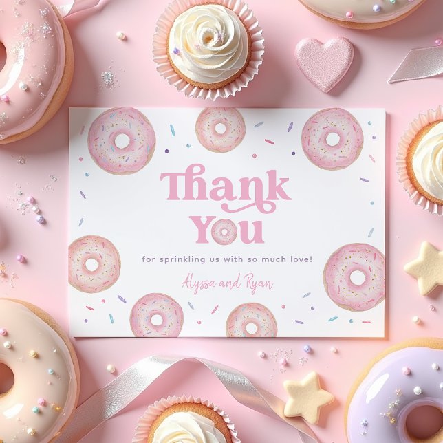 Carte De Remerciements Pink Pastel Donut Baby Sprinkl (Créateur téléchargé)