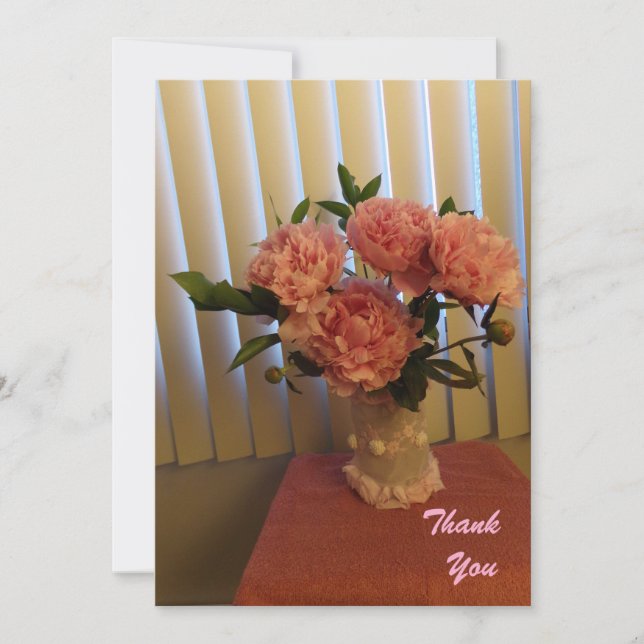 Carte De Remerciements Pink Peony Bouquet Flat Thank You Card (Devant)