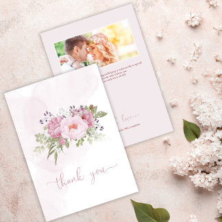 Carte De Remerciements Pink Peony Wedding Thank You Cards