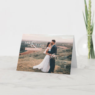 Carte De Remerciements Pink Personnalisé Mr & Mrs Monogram Mariage Photo