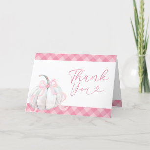 Carte De Remerciements Pink Preppy fille Citrouille 1er anniversaire Fold