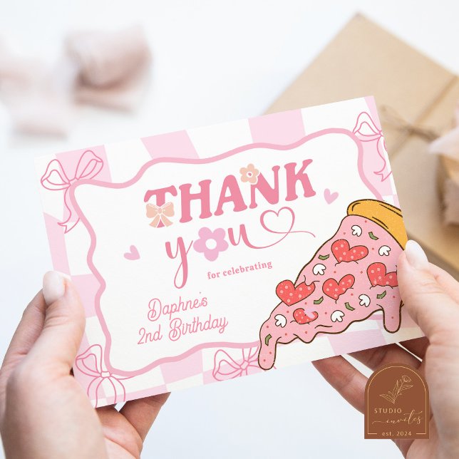 Carte De Remerciements Pink Preppy Girl Pizza Thank You Card (Créateur téléchargé)