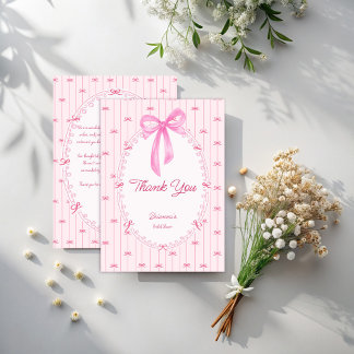 Carte De Remerciements Pink preppy hand drawn baby shower