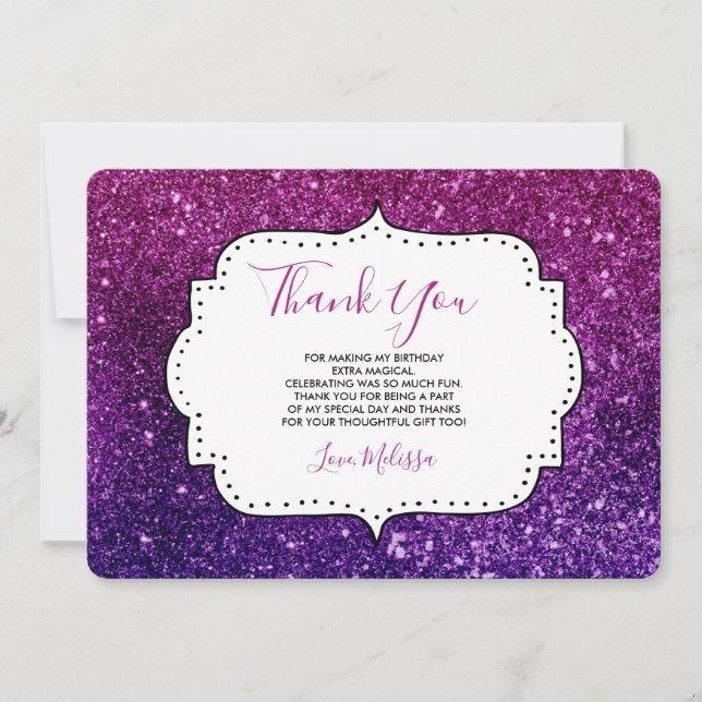 Carte De Remerciements Pink & Purple Sparkling Gemstones (Devant)